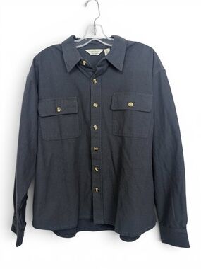 Kennington Ltd Single Needle Cotton Flannel Shirt Jacket Size Large Grey